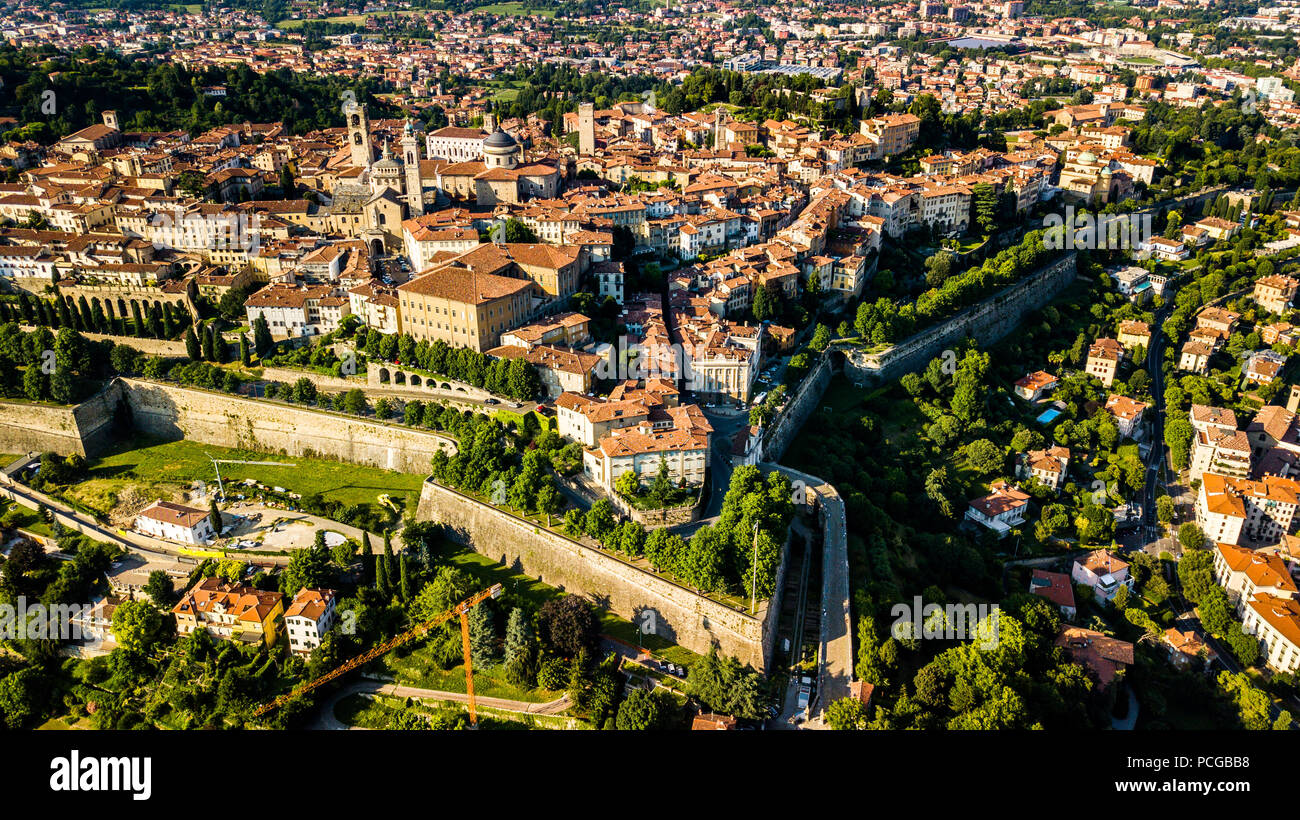Città Alta oder Obere Stadt, alten ummauerten Stadt Bergamo, Italien Stockfoto