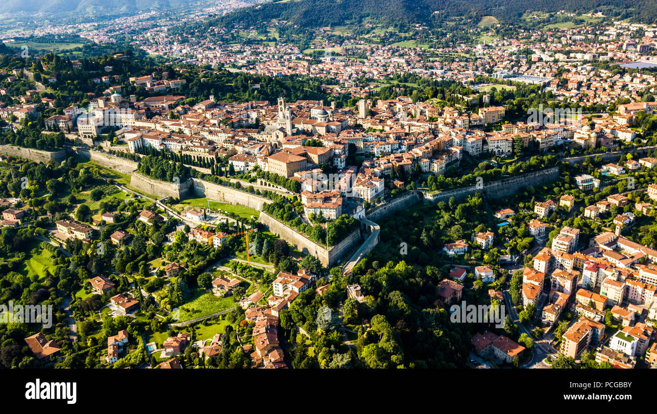 Città Alta oder Obere Stadt, alten ummauerten Stadt Bergamo, Italien Stockfoto