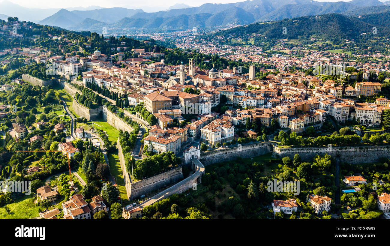 Città Alta oder Obere Stadt, alten ummauerten Stadt Bergamo, Italien Stockfoto