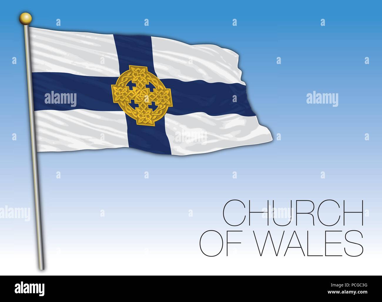 Wales Kirche Flagge und Symbol, Schottland, Vereinigtes Königreich Stock Vektor