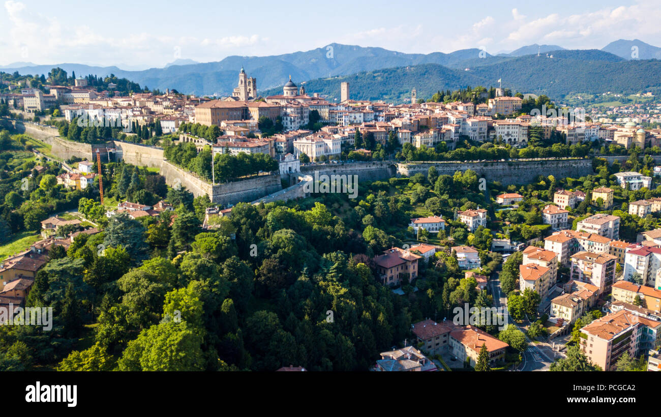 Città Alta oder Obere Stadt, alten ummauerten Stadt Bergamo, Italien Stockfoto