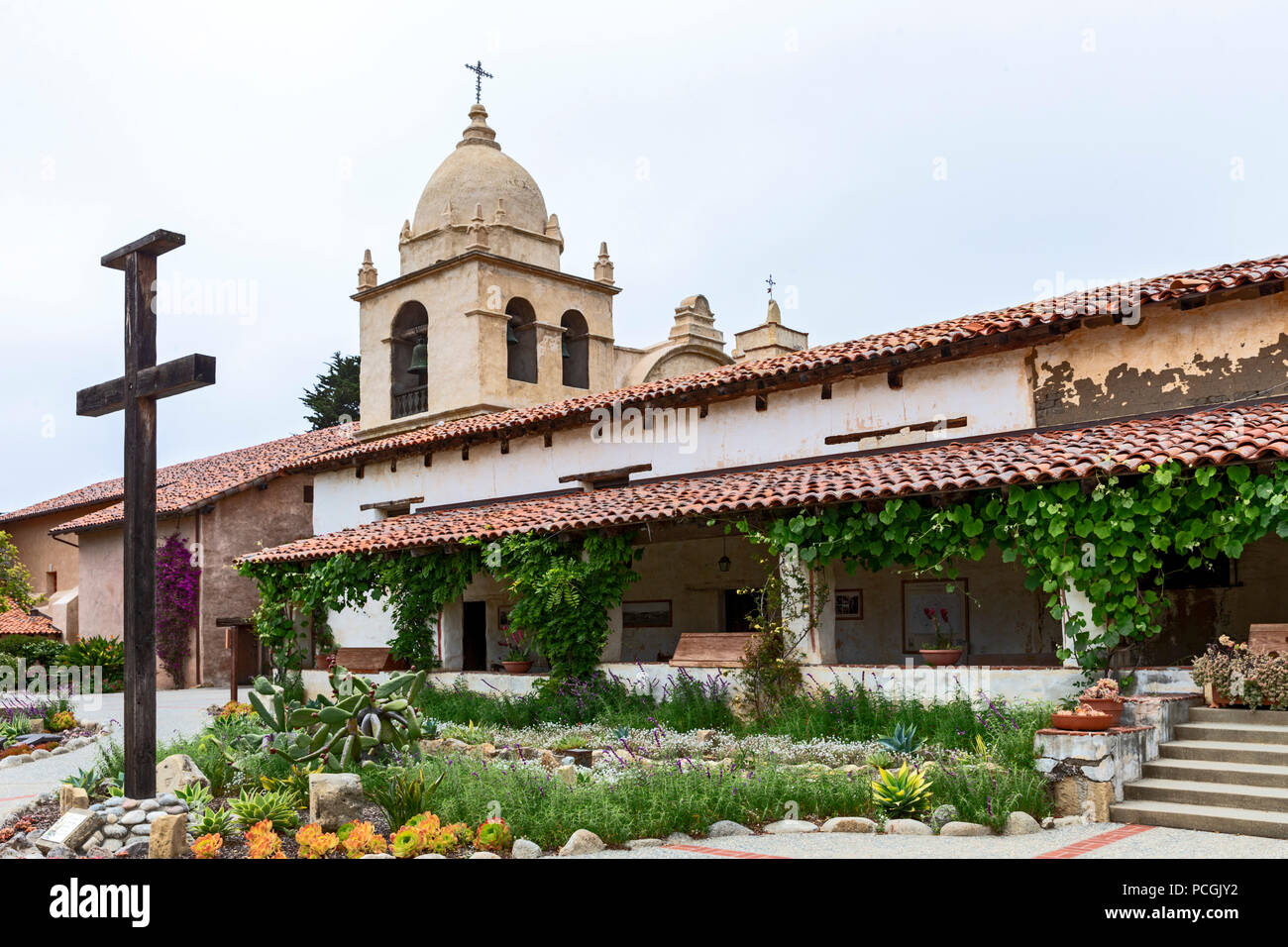 Carmel Mission Basilica, der Karmel am Meer, Kalifornien, Vereinigte Staaten von Amerika, Montag, Juni 04, 2018. Stockfoto