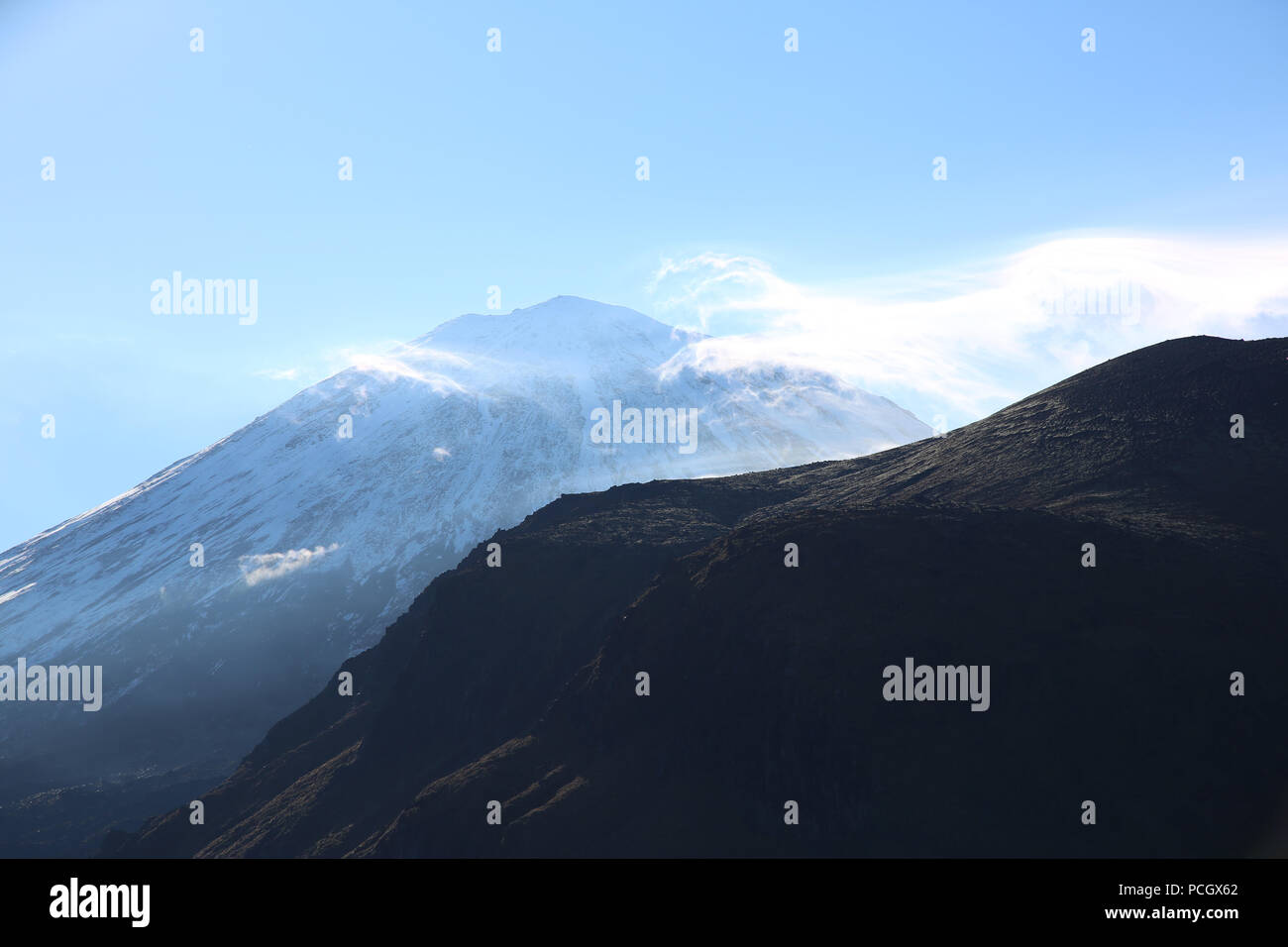 Entlang der Tongariro Crossing: Ngauruhoe Stockfoto