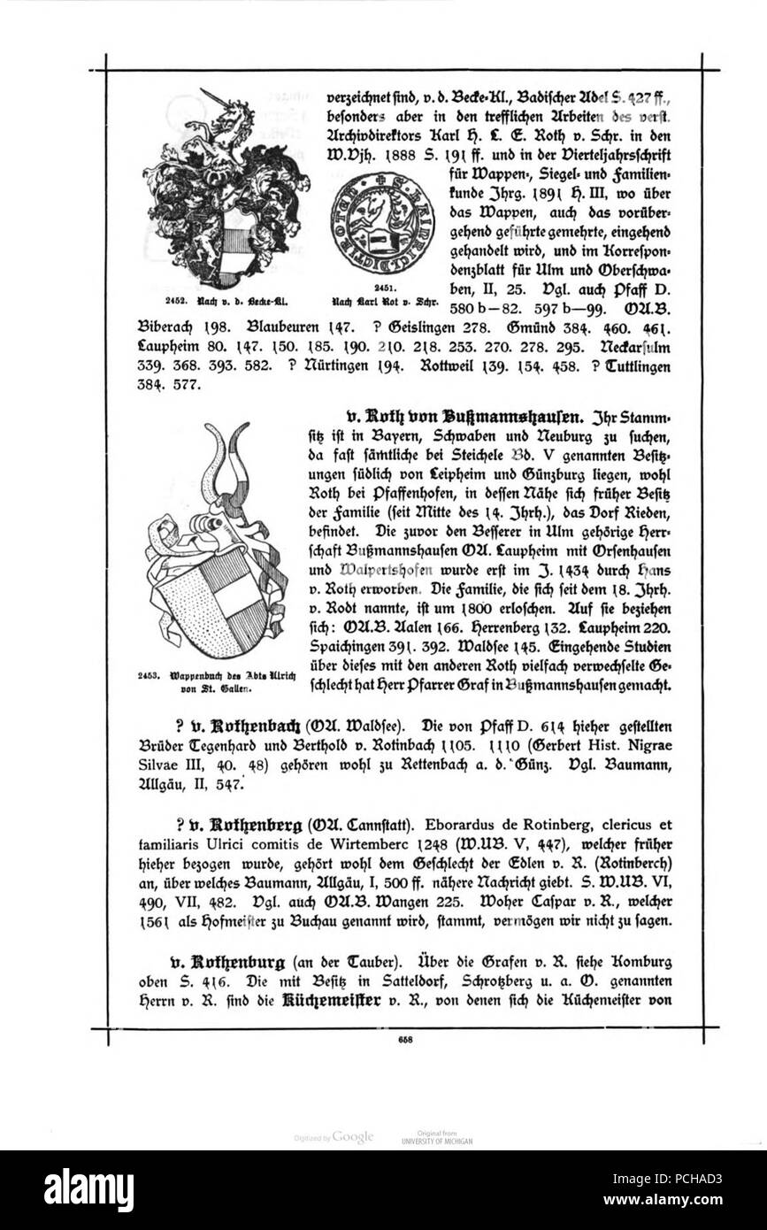 Alberti Wuerttembergisches Adels- und Wappenbuch 0658. Stockfoto