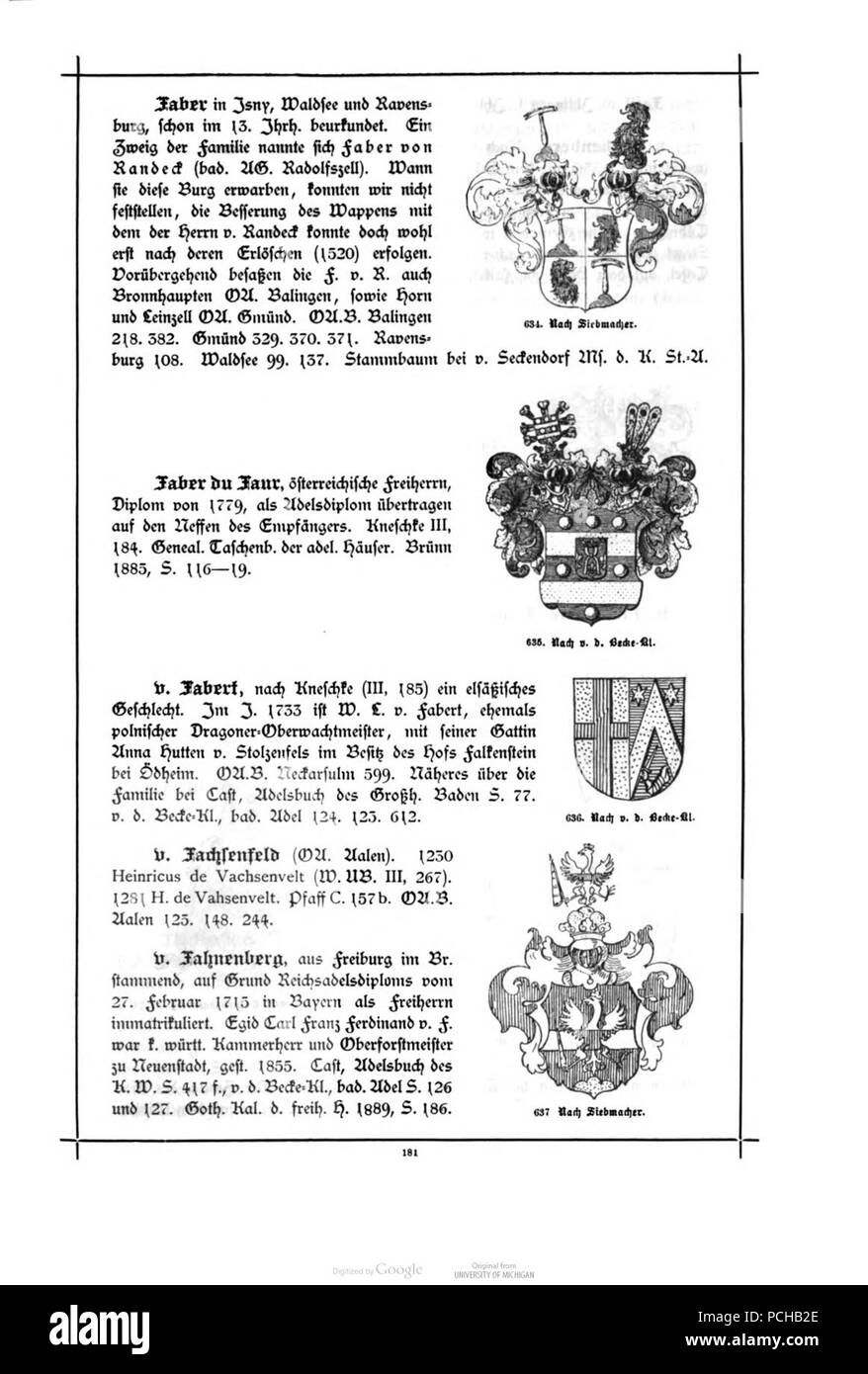 Alberti Wuerttembergisches Adels- und Wappenbuch 0181. Stockfoto