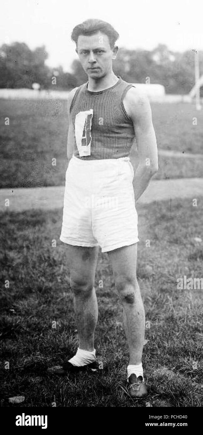 Albert Hemmi, Suisse, Sieger Coupe des championnats de France 1919 sur 100 m., 200 m., et Relais 4 x 400 mètres (Colombes, Le 20 juillet). Stockfoto