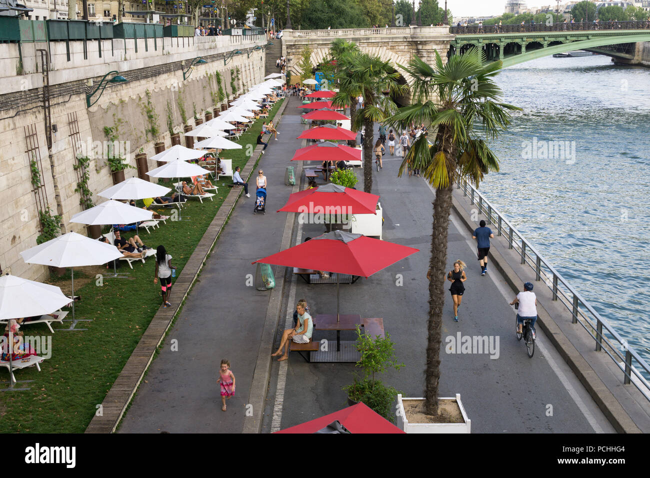 Paris Plages Sommer - Paris Plages Event, das an den Parc des Rives de Seine. Frankreich, Europa. Stockfoto