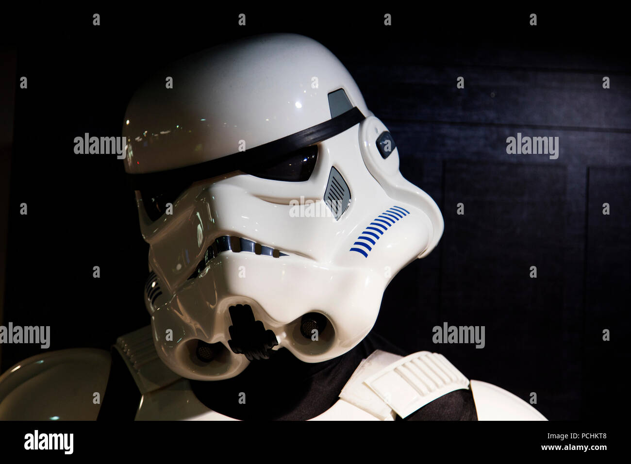 LONDON, Großbritannien - 31 JULI 2018: ein Stormtrooper Figur aus der beliebten Star Wars Film Franchise in einem Shop in London Stockfoto