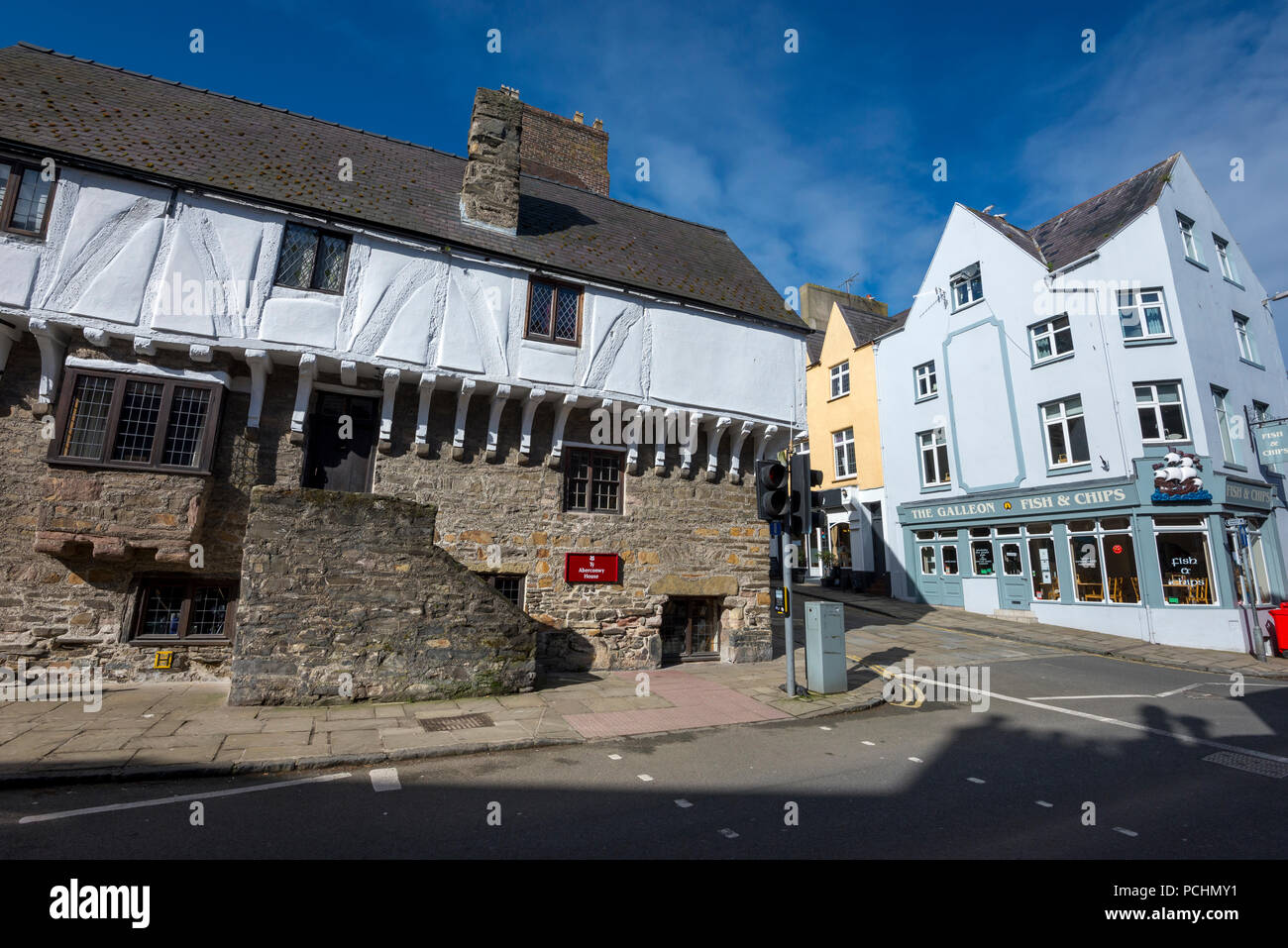 Aberconwy House, einem historischen Gebäude in der alten Stadtmauern von Conwy, North Wales, UK. Stockfoto