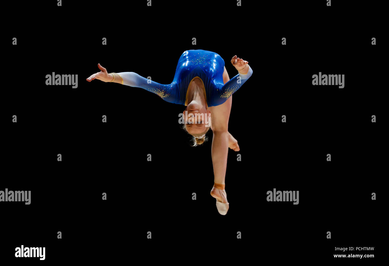 Schwedens Jessica-Schlösser am Balken am Tag einer der Europameisterschaften 2018 beim SSE Hydro, Glasgow. DRÜCKEN SIE VERBANDSFOTO. Bilddatum: Donnerstag, 2. August 2018. Siehe PA Story SPORT European. Das Foto sollte lauten: John Walton/PA Wire. Stockfoto