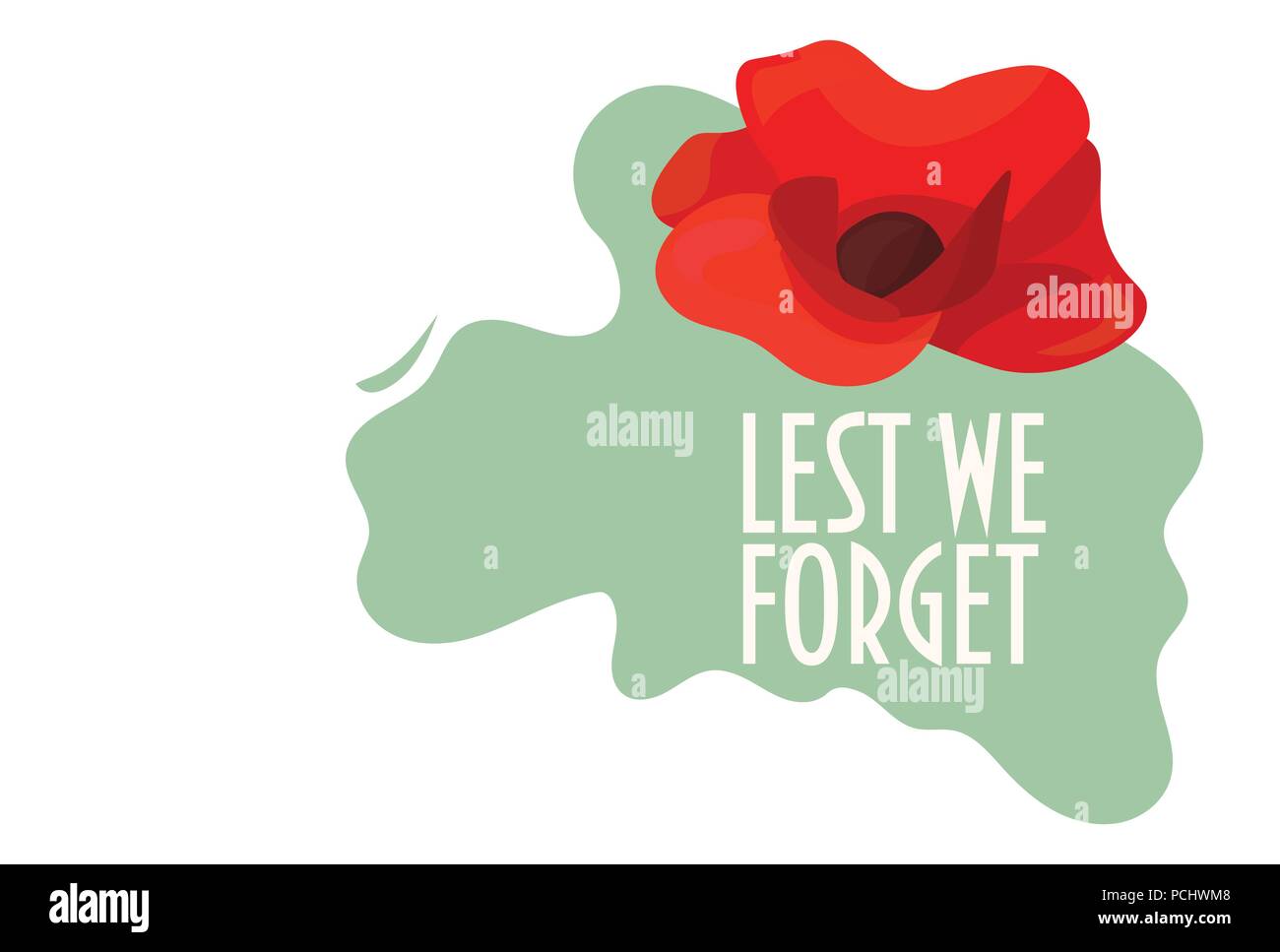 Erinnerung poppy Vector Illustration: Erinnerung Tag der Mohnblume und Text: damit wir es nicht vergessen. Auch super für den Waffenstillstand und das Anzac Day. Stock Vektor