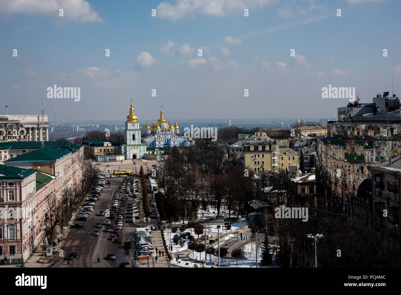 Blick von der Kathedrale Saint Sophias, Kiew, Ukraine. Stockfoto