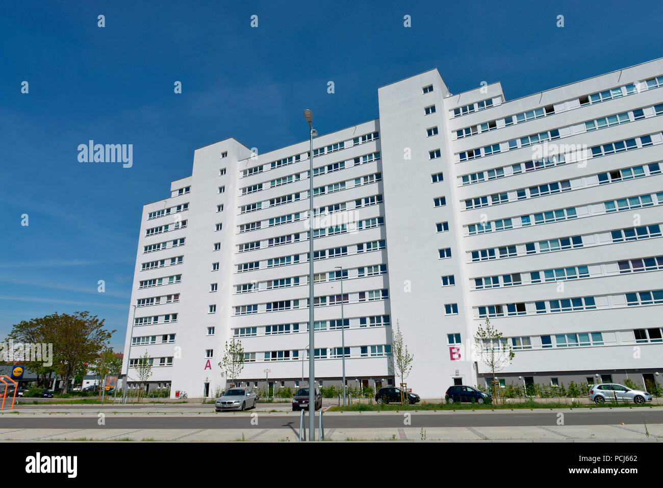 Plattenbau, Q216, Frankfurter Allee, Lichtenberg, Berlin, Deutschland Stockfoto
