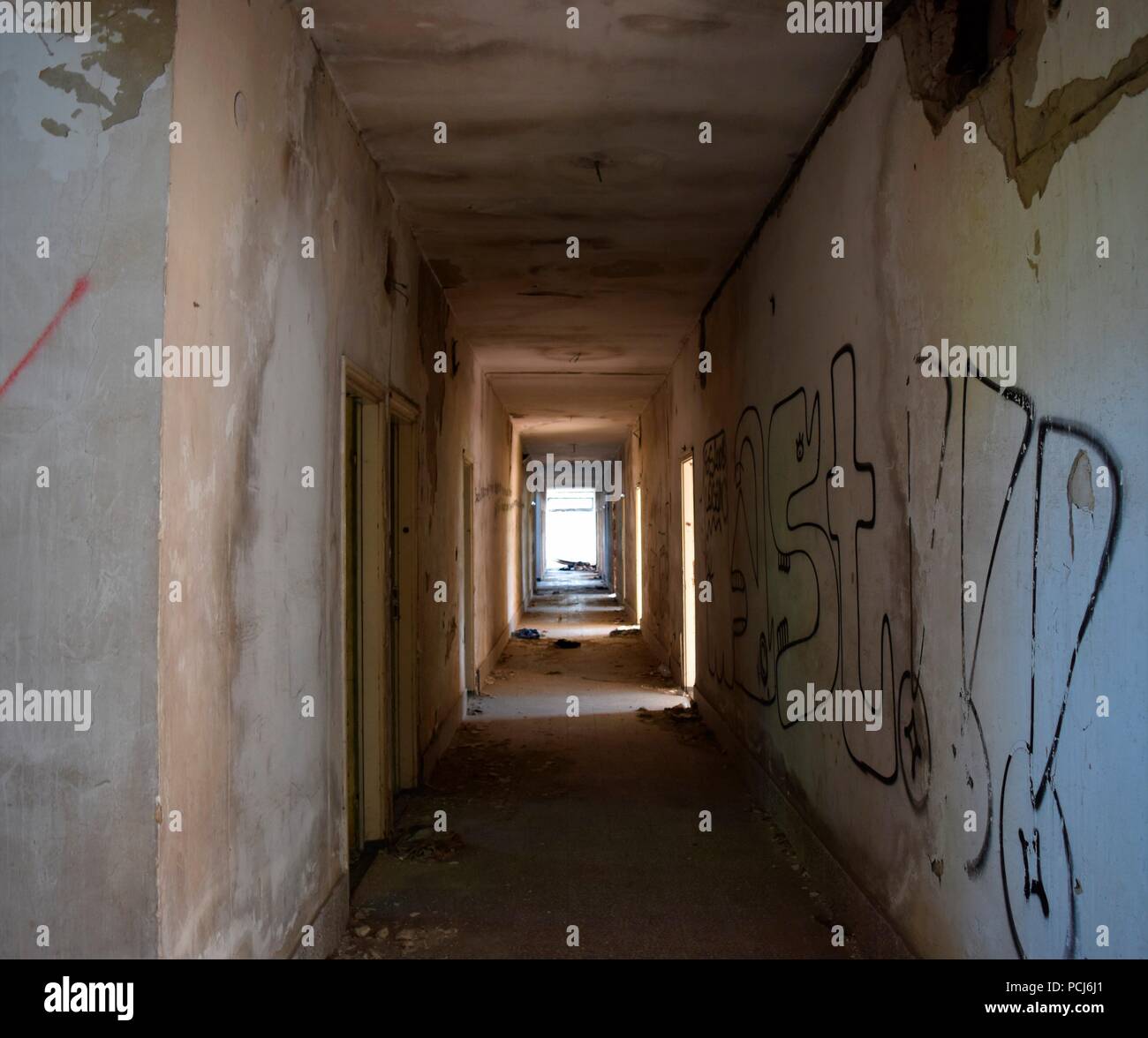 Verlorene Orte, verlassenen Korridor, Ungarn Stockfoto