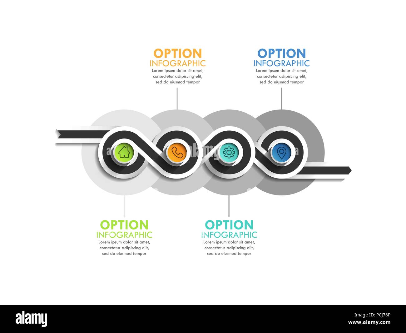 Business Circle timeline Banner. Moderne Unternehmen Infografik. Infografik Anzahl Optionen. Wicklung timeline. Web Design Element. Vector EPS 10. Stock Vektor