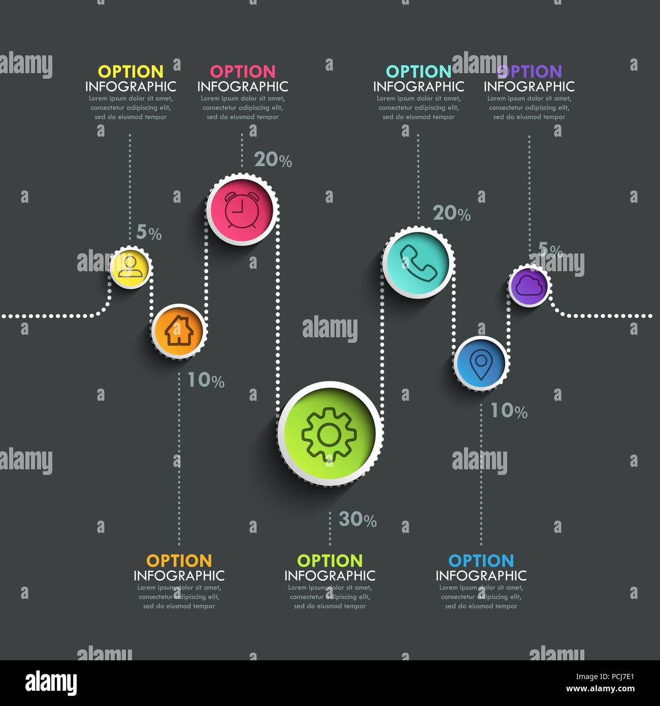 Business Circle timeline Banner. Moderne Unternehmen Infografik. Infografik Anzahl Optionen. Kurvenreiche Straße timeline. Vector EPS 10. Stock Vektor