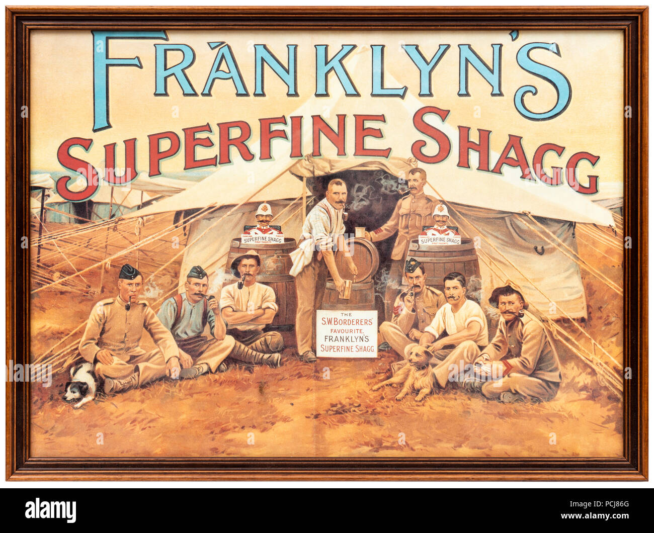 Gerahmte Werbeplakat für "franklyn Superfine Shagg" Tabak Stockfoto
