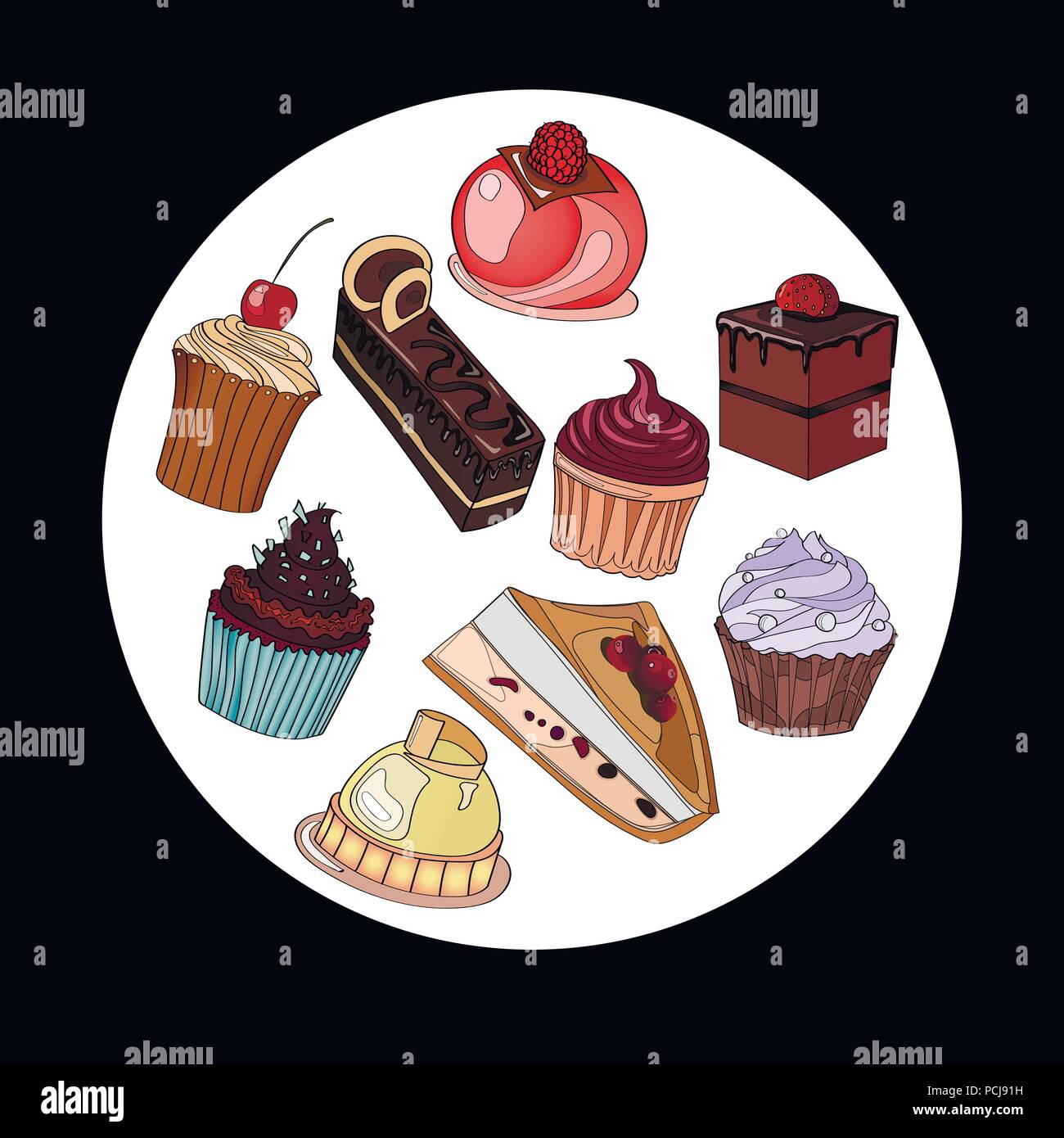 Logo, Zeichen, Stil für die Konditorei, Bäckerei. Beschriftung, Stock Vektor