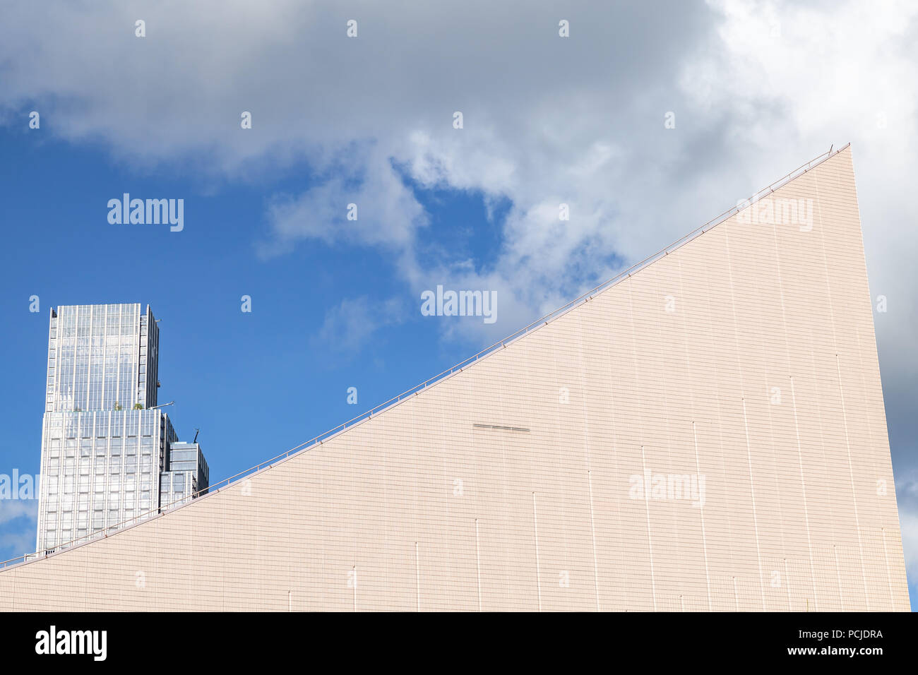 Abstrakte moderne Architektur Hintergrund Foto. Hong Kong City Stockfoto