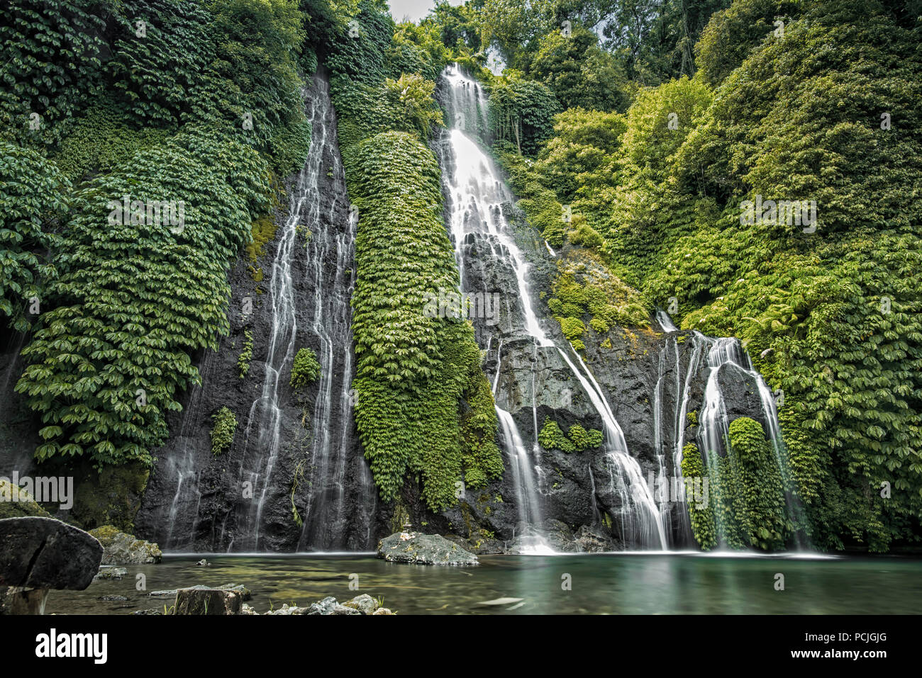 Banyumala Twin Wasserfälle, Bali, Indonesien Stockfoto