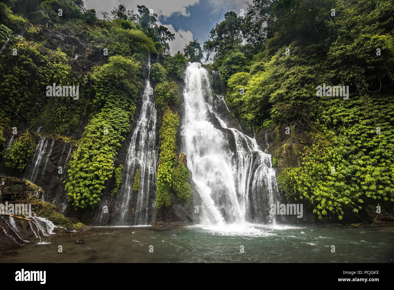Banyumala Twin Wasserfälle, Bali, Indonesien Stockfoto