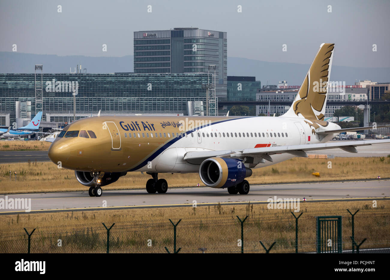 Flughafen Frankfurt/Main, FRA, Fraport, Gulf Air Flugzeuge Stockfoto