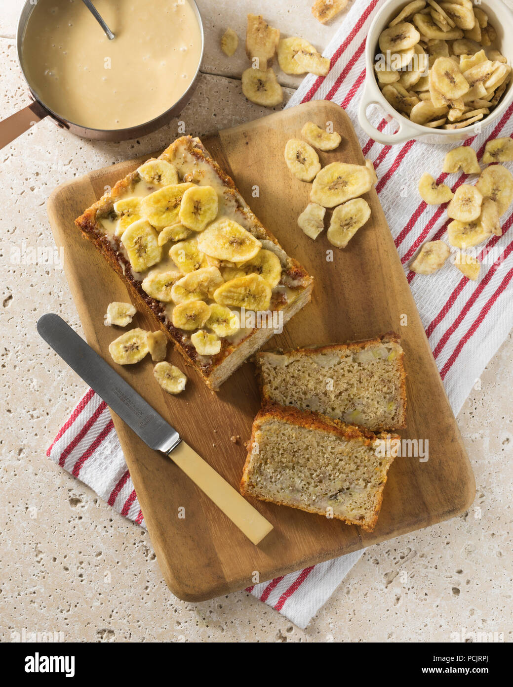 Bananenbrot. Bananenkuchen. Bananenbrot. Stockfoto