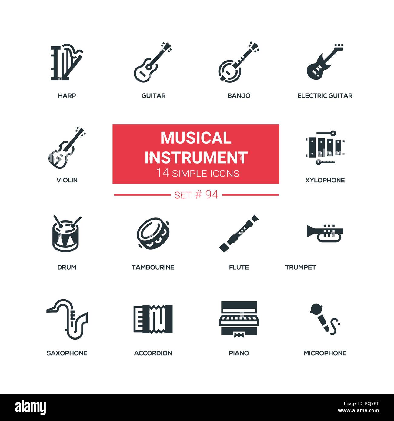 Musikinstrumente - flaches Design style Icons einstellen Stock Vektor