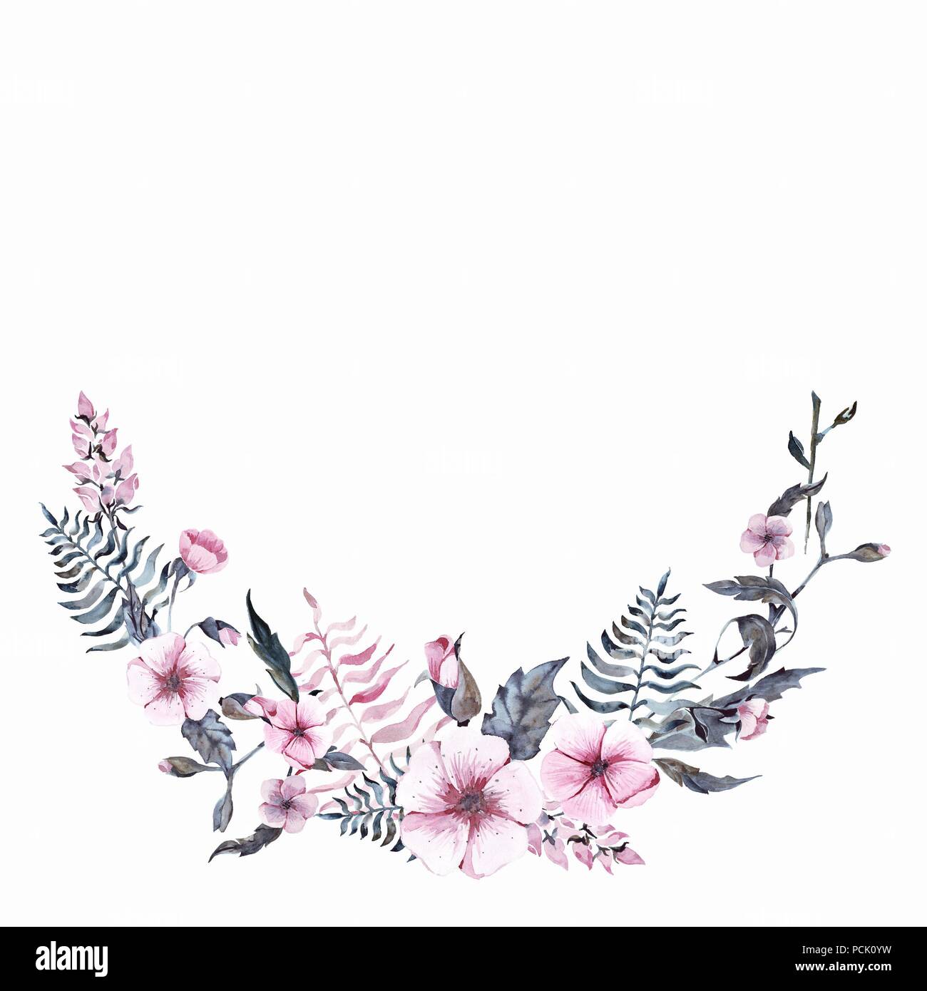 Aquarell Blumen Rosa Kranz Hand Gezeichnet Clip Art Stockfotografie Alamy