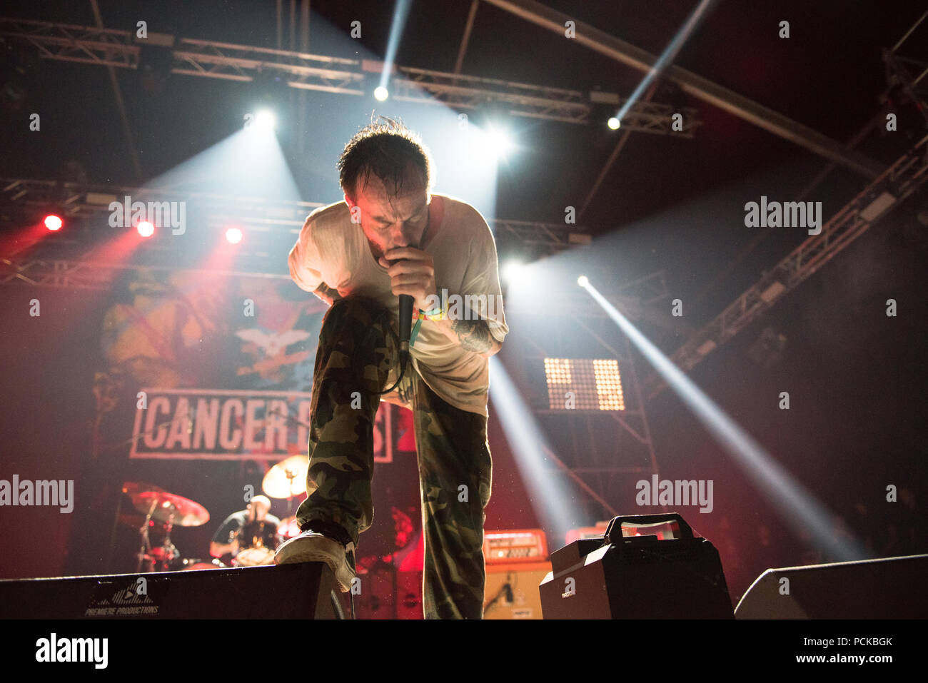 BONTIDA, Rumänien - 22 JULI 2018: Kanadische Hardcore Punk Band aus Toronto, Krebs Fledermäuse rockigen Live at Electric Castle Festival Stockfoto BONTIDA, Rumänien - 22 JULI 2018: Kanadische Hardcore Punk Band aus Toronto, Krebs Fledermäuse rockigen Live at Electric Castle Festival Stockfoto