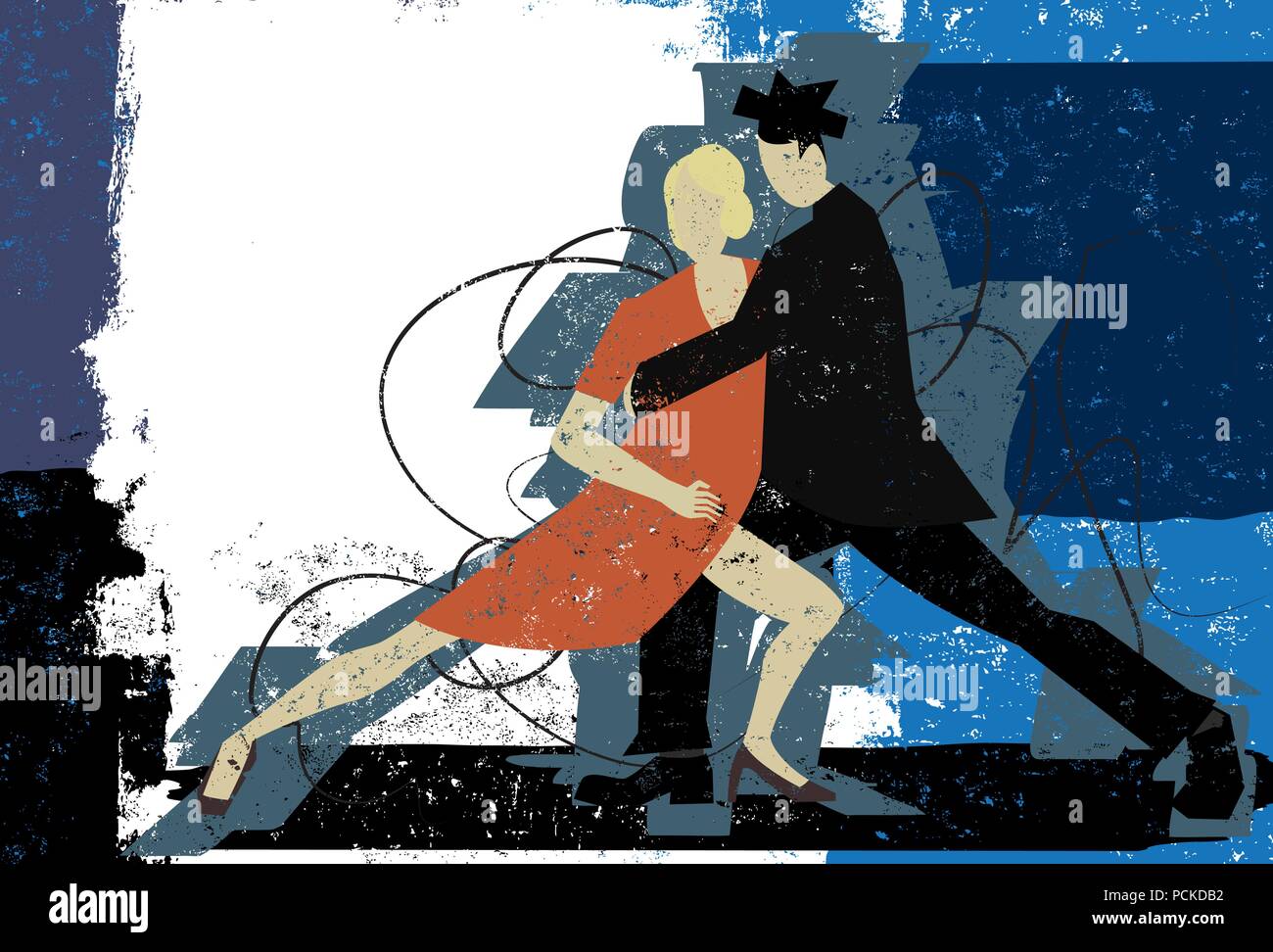 Tango-Paar ein paar tanzen den Tango über einen abstrakten Hintergrund. Stock Vektor
