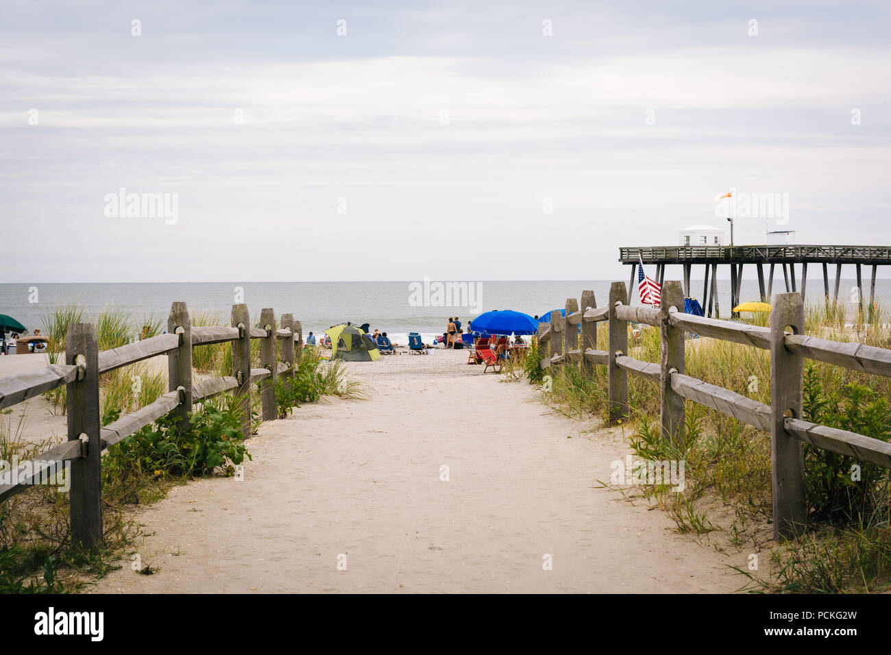 Weg zum Strand in Ocean City, New Jersey. Stockfoto