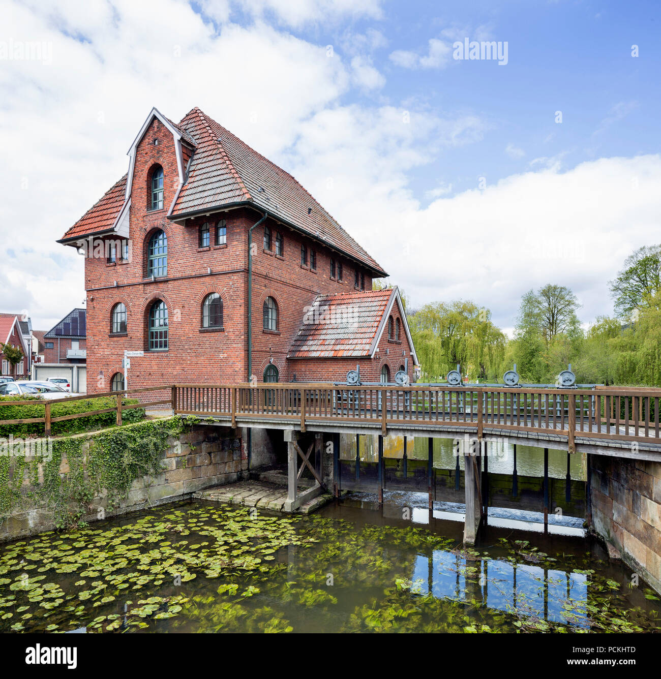 Fürstliche Mühle auf dem neuen Vechte, historische Mühle, Schüttorf, Niedersachsen, Deutschland Stockfoto