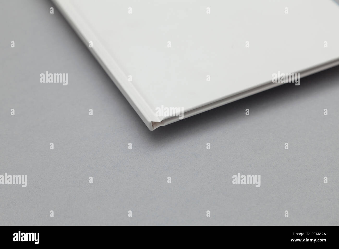 Einbanddecke mockup. White Book auf grauem Hintergrund Stockfoto