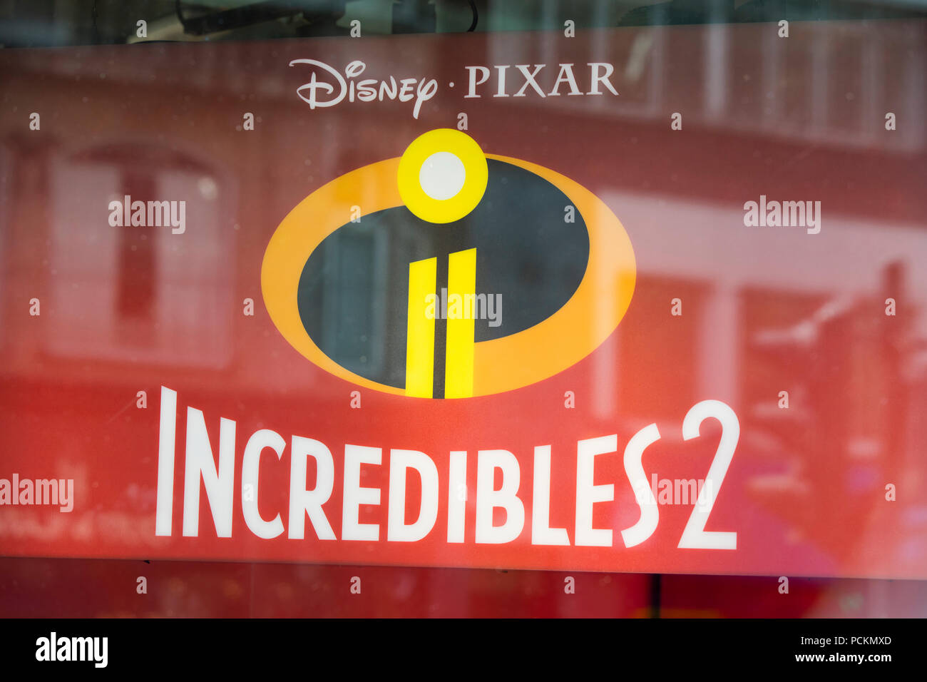 LONDON, Großbritannien - 31 JULI 2018: Film Poster für Die Unglaublichen - The Incredibles 2 Film von Disney und Pixar Stockfoto