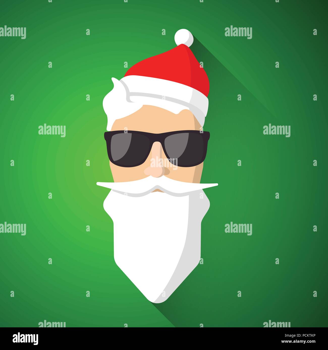 Hipster Santa Claus mit coolen Bart und Brille. Merry Christmas Card Design. Vector EPS 10. Stock Vektor