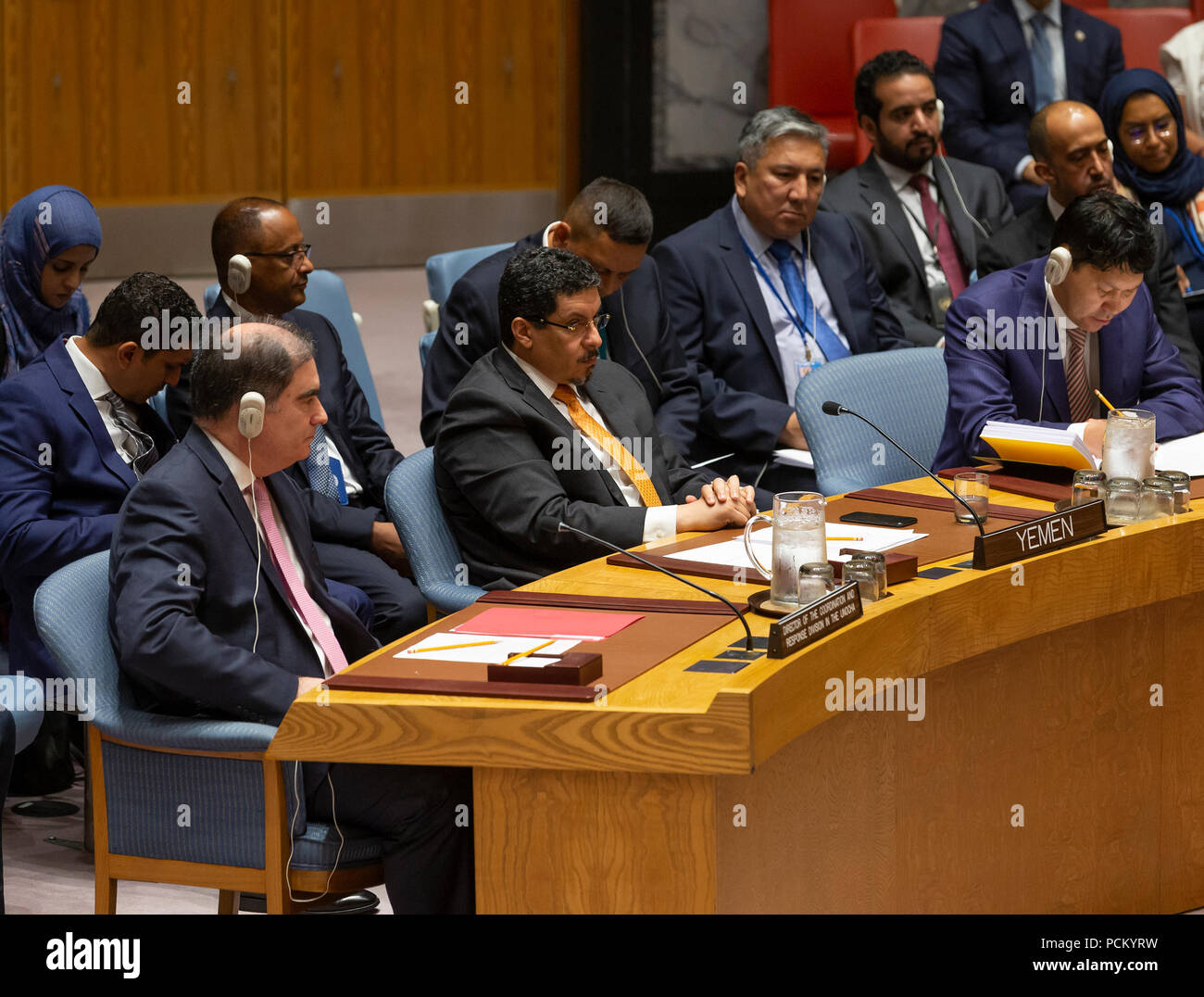 New York, Vereinigte Staaten. 02 Aug, 2018. Stellvertreter des Jemen, UN Marwan Ali Noman Al-Dobhany nimmt an Tagung des Sicherheitsrates zur Situation im Jemen am Hauptsitz der Vereinten Nationen Quelle: Lev Radin/Pacific Press/Alamy leben Nachrichten Stockfoto