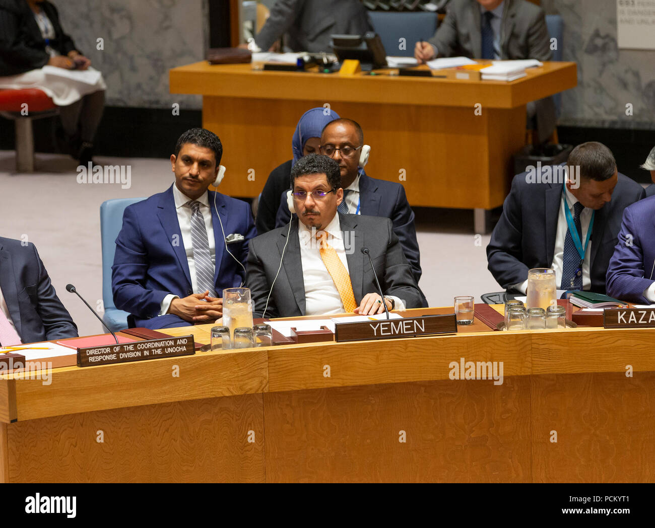 New York, Vereinigte Staaten. 02 Aug, 2018. Stellvertreter des Jemen, UN Marwan Ali Noman Al-Dobhany nimmt an Tagung des Sicherheitsrates zur Situation im Jemen am Hauptsitz der Vereinten Nationen Quelle: Lev Radin/Pacific Press/Alamy leben Nachrichten Stockfoto