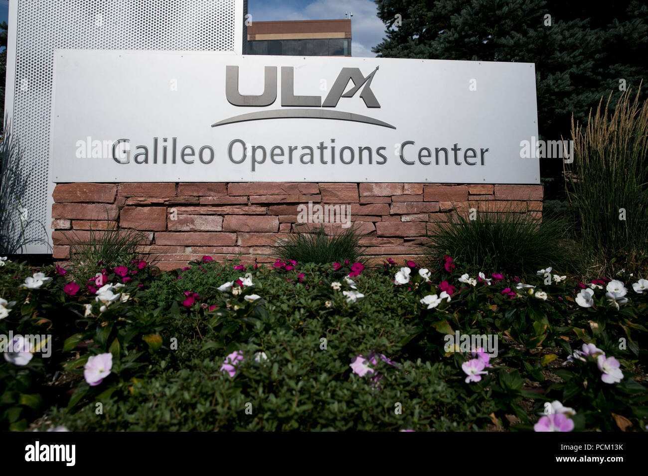 Ein logo Zeichen außerhalb einer Anlage von United Launch Alliance (ULA) in Centennial, Colorado besetzt, am 22. Juli 2018. Stockfoto