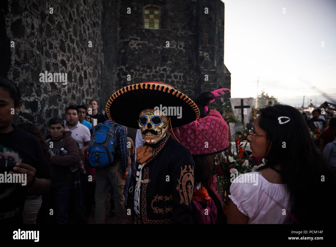 El Dia de Los Muertos. Tag der Toten feiern in Mexiko an der Parroquia de San Andres Apostel, mixquic. Stockfoto