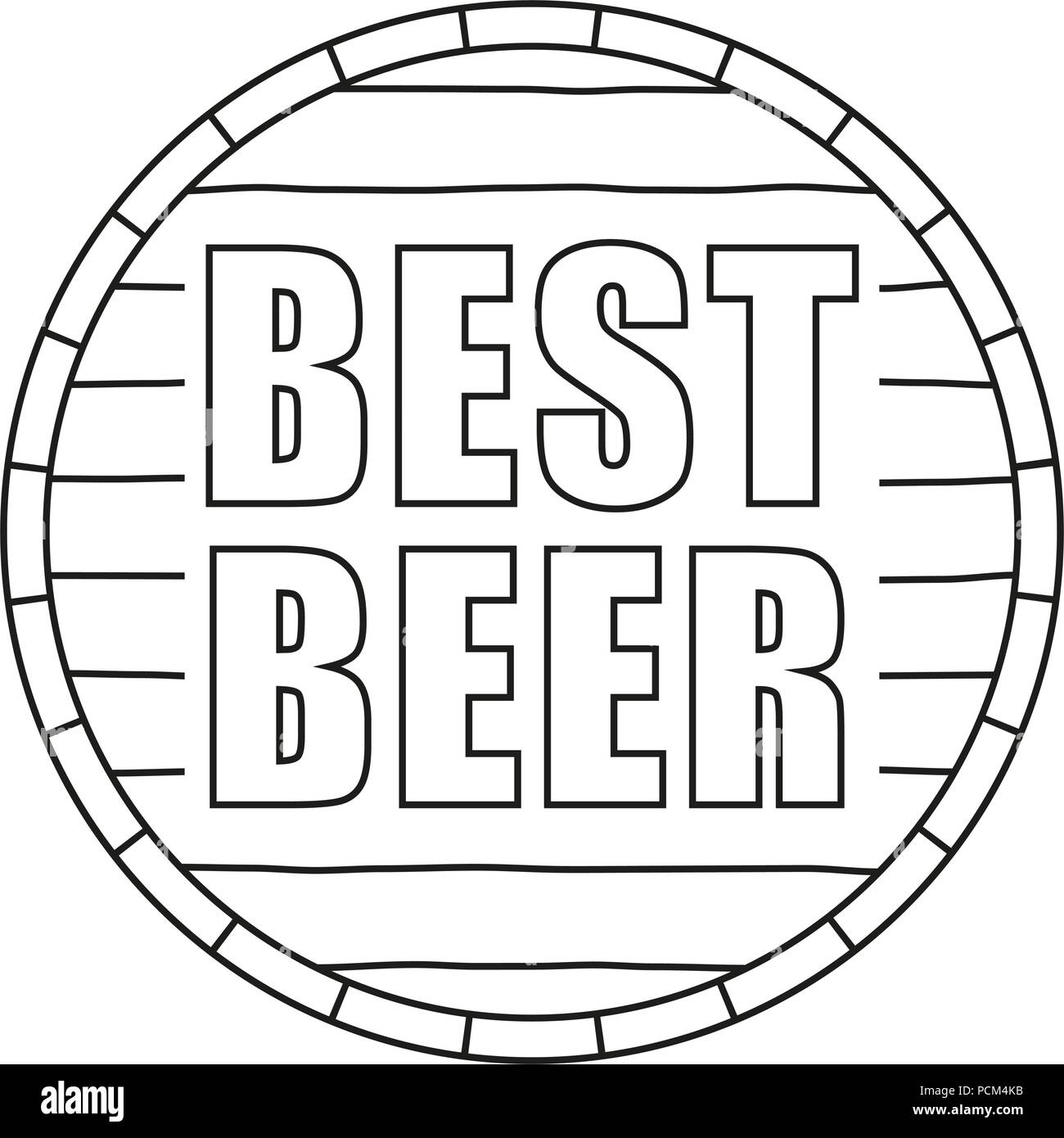 Line Art Schwarz und Weiß beste Bier text auf Fass Stock Vektor