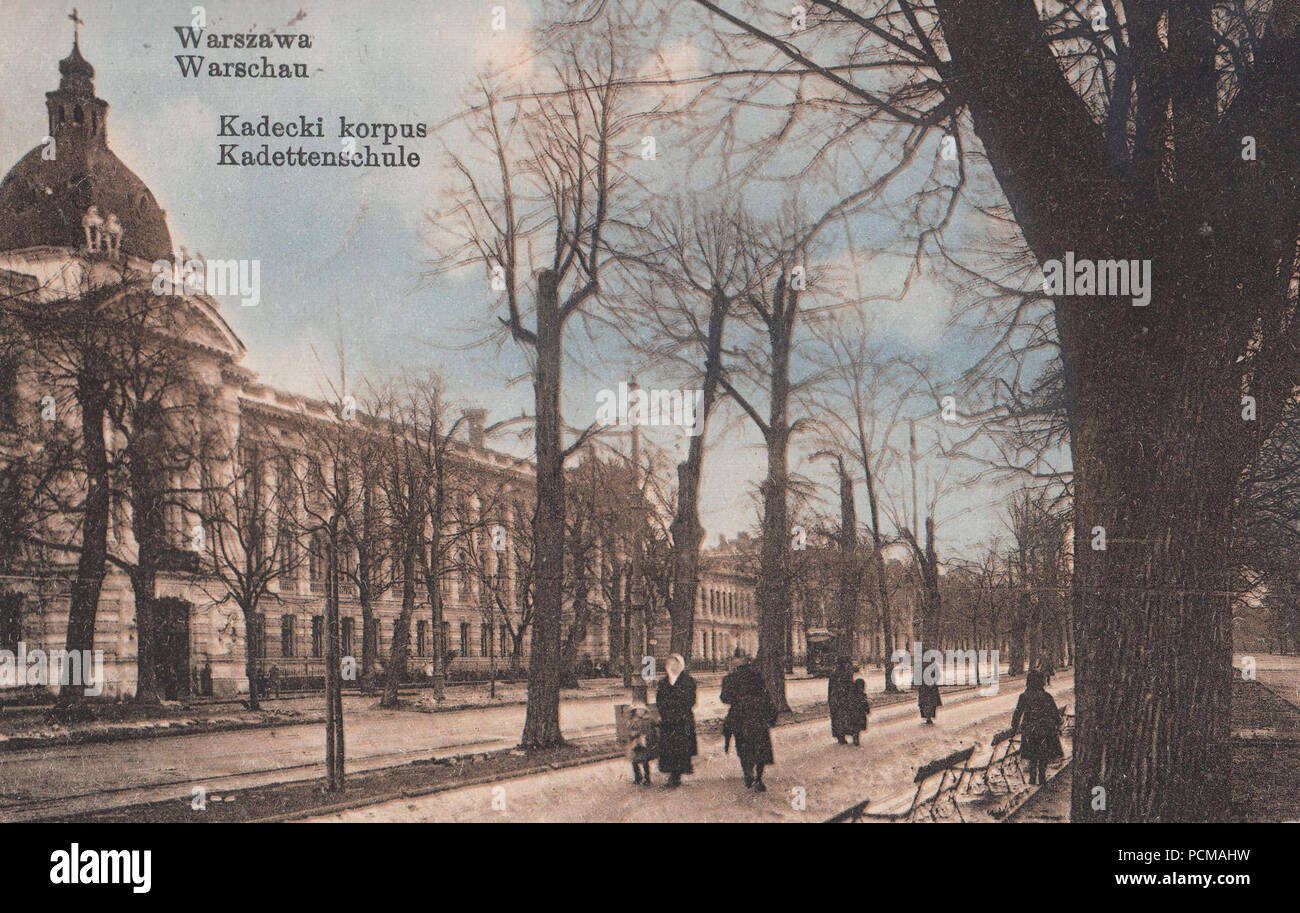 Aleje Ujazdowskie Gmach Kadetów Korpusu im. Aleksandra Suworowa przed 1919. Stockfoto
