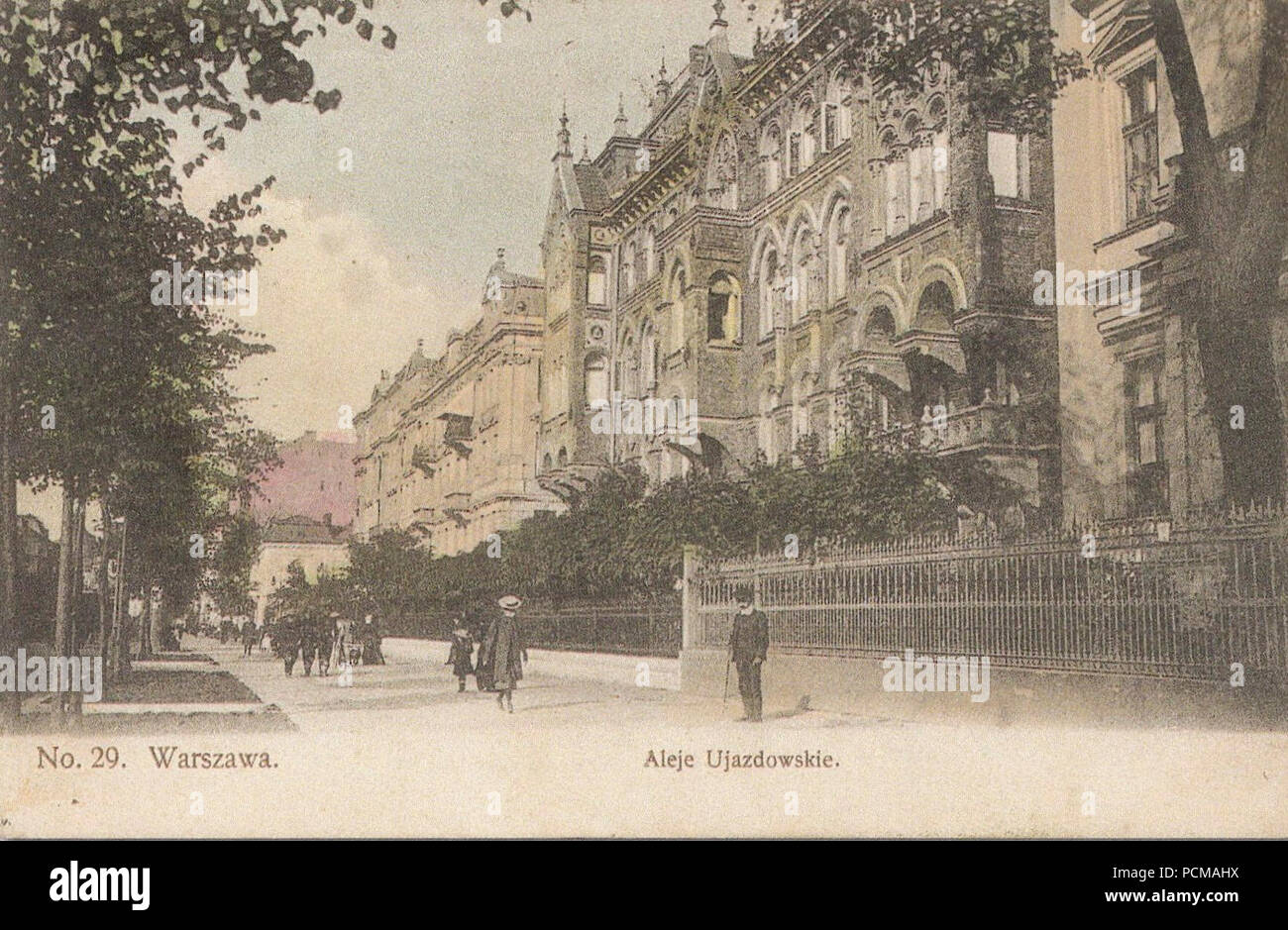 Aleje Ujazdowskie w Warszawie 1908. Stockfoto
