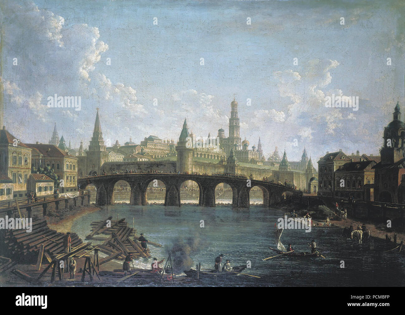 Alekseev Vid na Kreml so storony Kamennogo mosta. Stockfoto