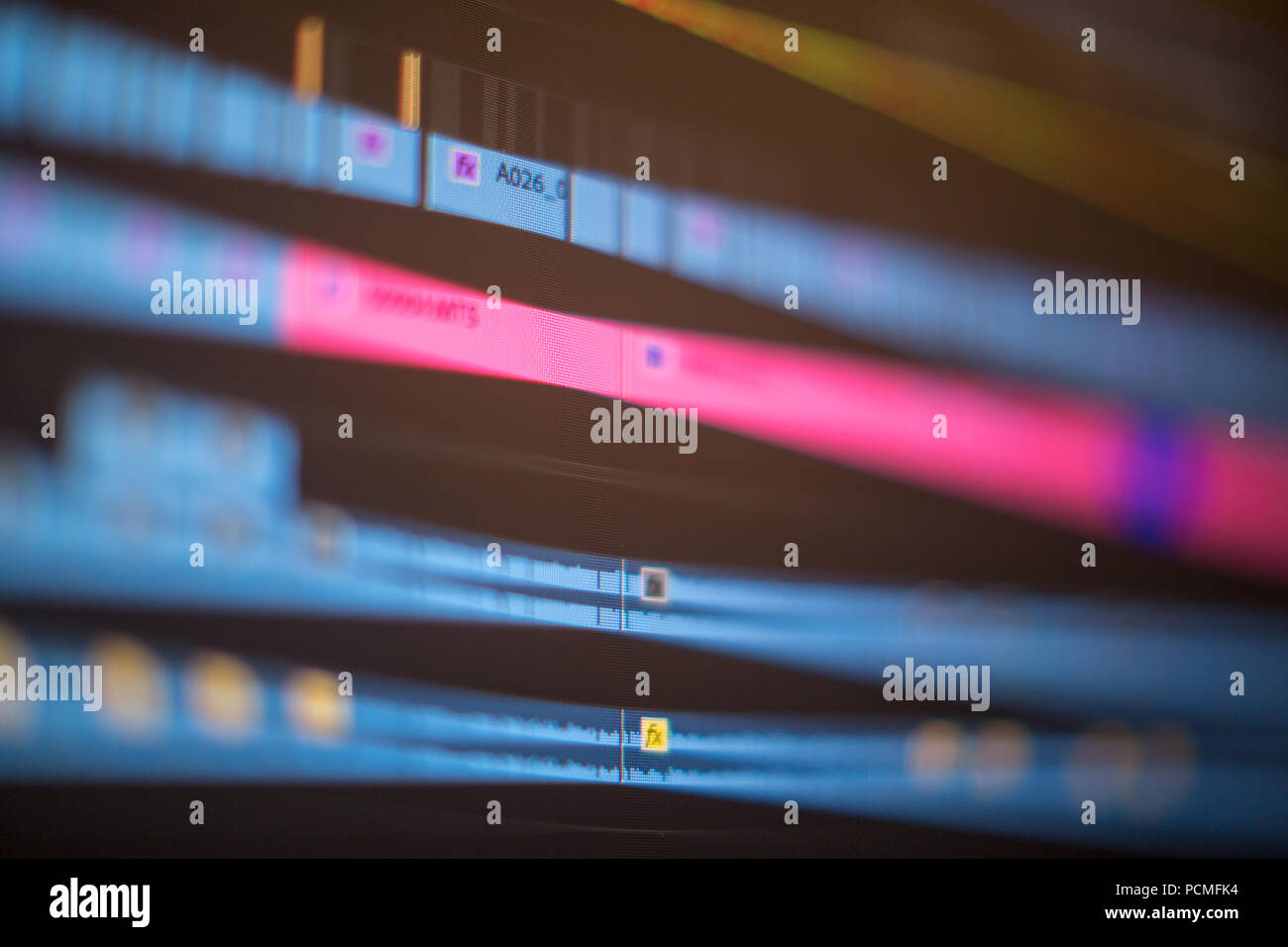 Videobearbeitung Zeit Linie auf Bildschirm Stockfoto