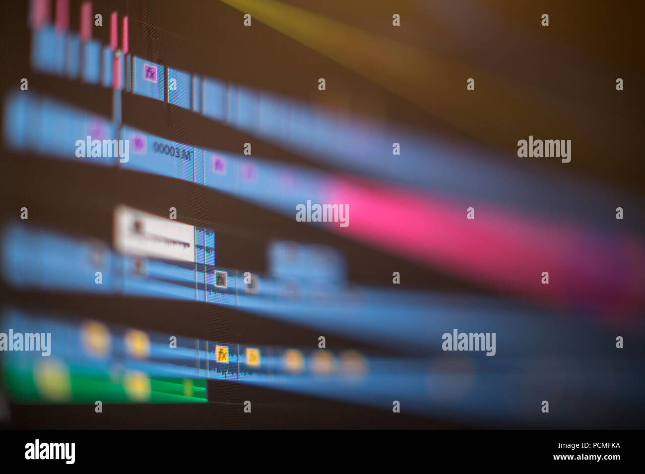 Videobearbeitung Zeit Linie auf Bildschirm Stockfoto
