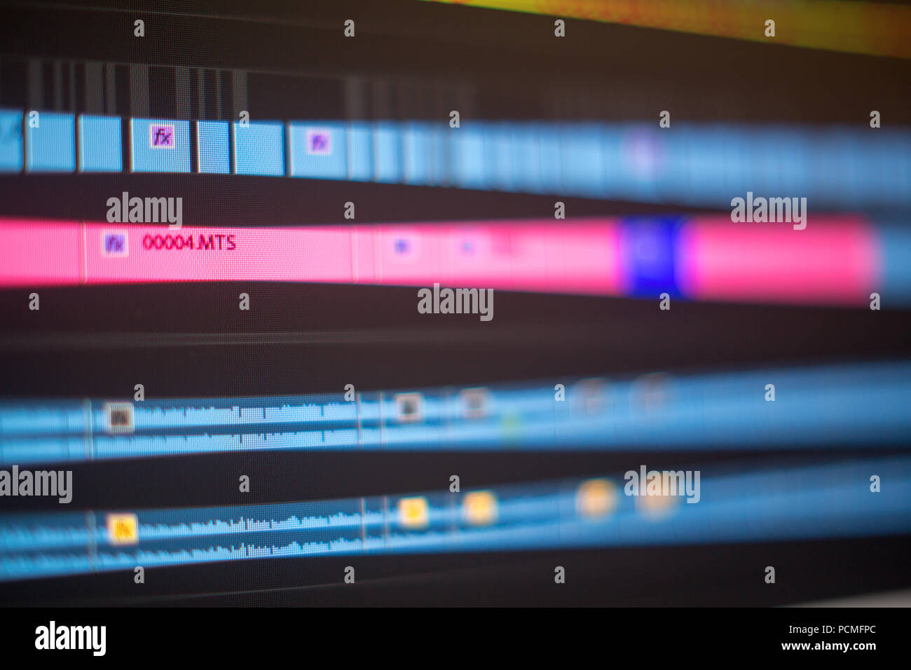Videobearbeitung Zeit Linie auf Bildschirm Stockfoto