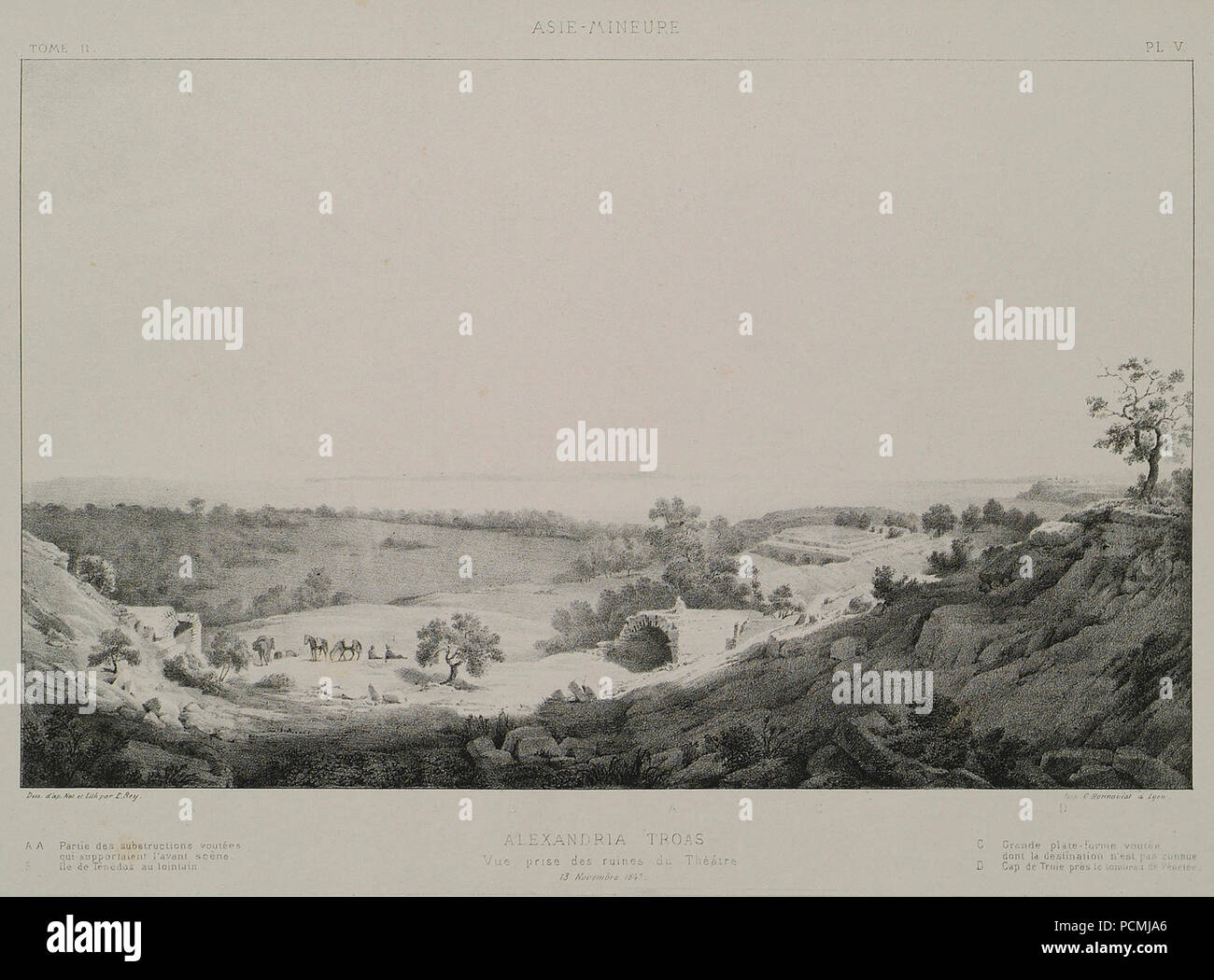 Alexandria Troas Vue prise de Ruinen de théâtre-Rey Etienne - 1867. Stockfoto