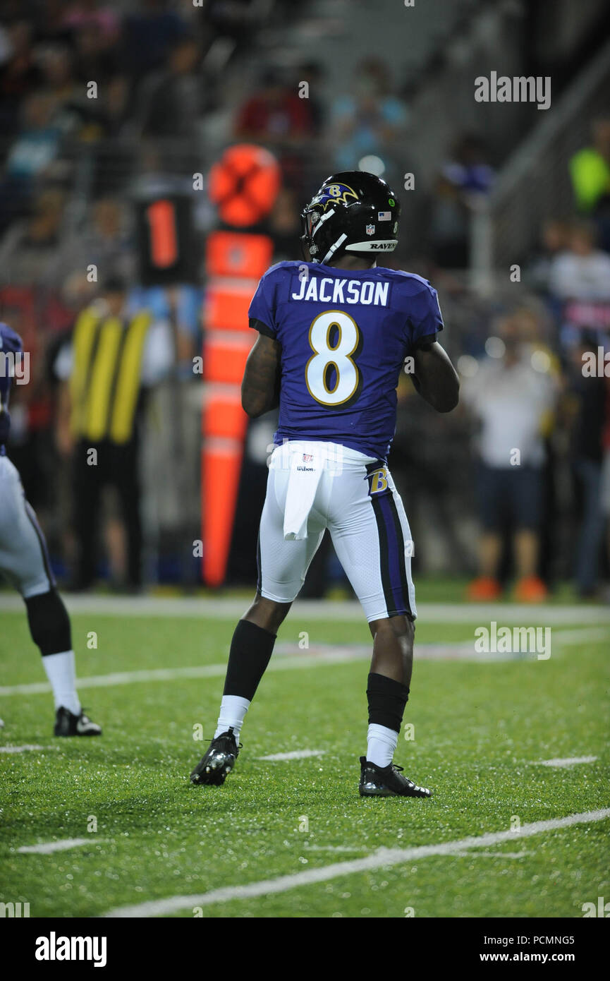 August 2nd, 2018: Ravens #8 Lamar Jackson während der Chicago Bears vs Baltimore Ravens bei Tom Benson Hall of Fame Stadion in Canton, Ohio. Jason Pohuski/CSM Stockfoto