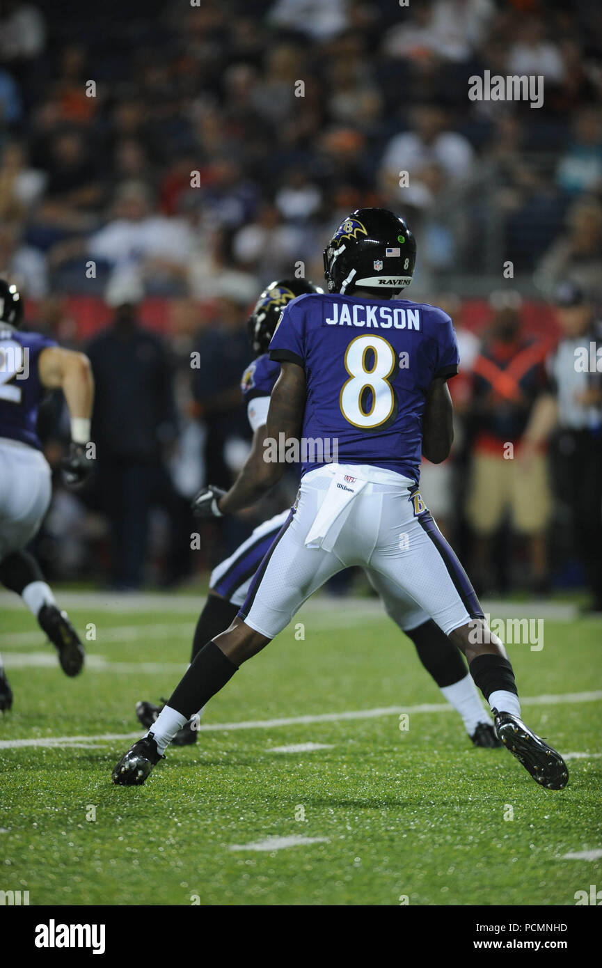 August 2nd, 2018: Ravens #8 Lamar Jackson während der Chicago Bears vs Baltimore Ravens bei Tom Benson Hall of Fame Stadion in Canton, Ohio. Jason Pohuski/CSM Stockfoto